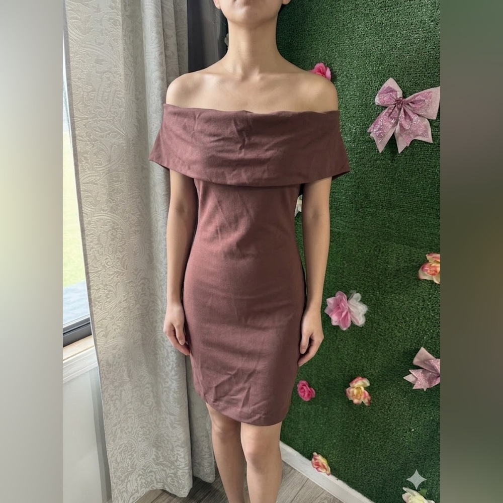 NWT LPA Off Shoulder Dark Mauve Pink Mini Skirt M